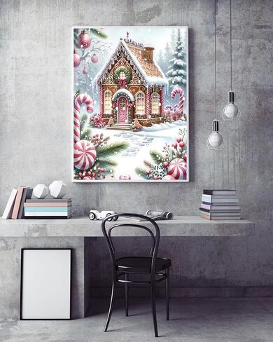 مجموعات الطلاء الماسي لعيد الميلاد الشتوي 5D للبالغين المبتدئين، مجموعة فنية ماسية ملونة لعيد الميلاد في فصل الشتاء، مجموعات فنية دائرية كاملة للحفر الماسي للبالغين، ديكور جدار المنزل 11.8 × 15.7 بوصة in Kuwait