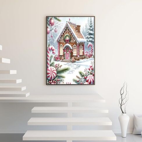 مجموعات الطلاء الماسي لعيد الميلاد الشتوي 5D للبالغين المبتدئين، مجموعة فنية ماسية ملونة لعيد الميلاد في فصل الشتاء، مجموعات فنية دائرية كاملة للحفر الماسي للبالغين، ديكور جدار المنزل 11.8 × 15.7 بوصة in Kuwait