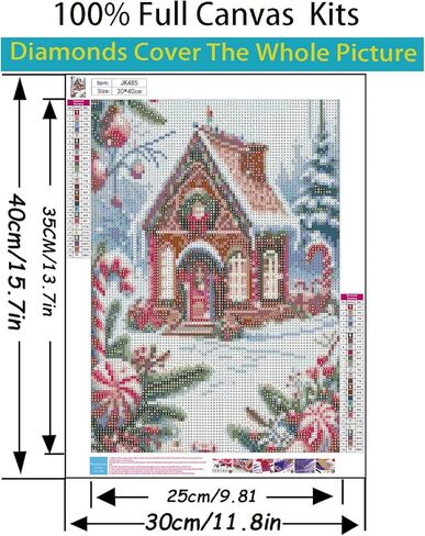 مجموعات الطلاء الماسي لعيد الميلاد الشتوي 5D للبالغين المبتدئين، مجموعة فنية ماسية ملونة لعيد الميلاد في فصل الشتاء، مجموعات فنية دائرية كاملة للحفر الماسي للبالغين، ديكور جدار المنزل 11.8 × 15.7 بوصة in Kuwait