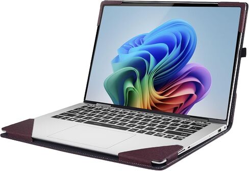 حقيبة كمبيوتر محمول لجهاز Microsoft Surface Laptop 7 مقاس 13.8 بوصة، حافظة حماية للكمبيوتر المحمول بحامل من جلد البولي يوريثان متوافقة مع كمبيوتر Microsoft Surface المحمول، Windows 11 AI+ PC (أحمر خمري، 13.8 بوصة) in Kuwait