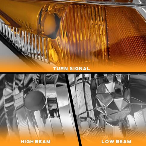 for 2012-2015 Honda Civic 4Dr Sedan Headlights for 12-13 Honda Civic 2Dr Coupe Pair Headlamp Chrome Housing Amber Reflector Left+Right Side (Does NOT Fit Hybrid or Hybrid-L Models) in Saudi Arabia