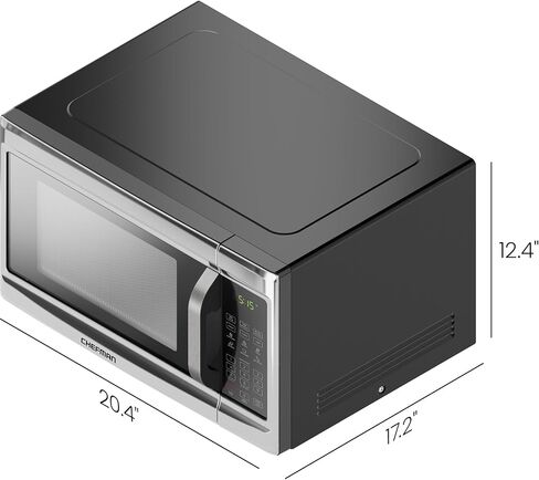 Chefman Countertop Microwave Oven 1.1 Cu. Ft. Digital Stainless Steel Microwave 1000 Watts with 6 Auto Menus, 10 Power Levels, Eco Mode, Memory, Mute Function, Child Safety Lock, Easy Clean in Kuwait