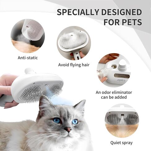Cat Steamy Brush, Grooming Tool for Cats and Dogs with Steam Function, Massage, and Shedding Hair Removal - Ideal for Pets, Featuring Weighted Blanket Technology, Hair Brush, 3 in 1 in Saudi Arabia