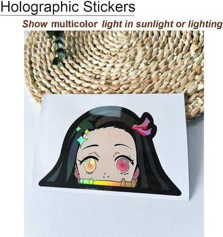 2 Pack-Anime Holographic Car Stickers Waterproof Anime Car Decals 5.4"×4.8" for Cars Auto Motorcycle Laptop Trunk Bumper Accessories (DS-01) in Saudi Arabia