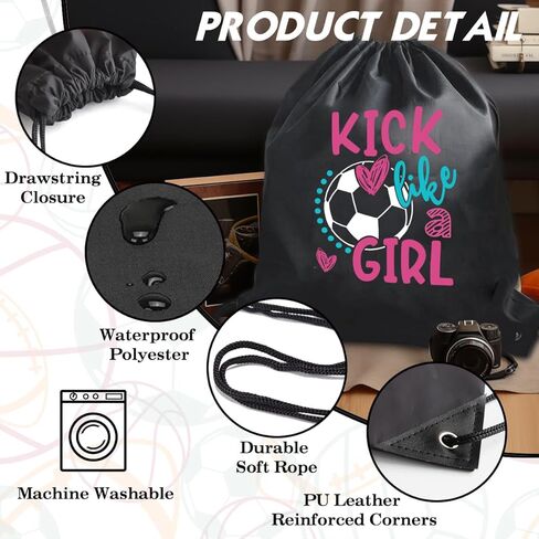 حقيبة ظهر برباط من Kick Like A Girl للنساء والبنت، حقيبة رياضية مقاومة للماء لمحبي كرة القدم، هدايا مرحة لعيد الميلاد وعيد الميلاد وحقيبة صالة الألعاب الرياضية لها in Kuwait
