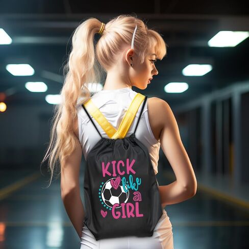 حقيبة ظهر برباط من Kick Like A Girl للنساء والبنت، حقيبة رياضية مقاومة للماء لمحبي كرة القدم، هدايا مرحة لعيد الميلاد وعيد الميلاد وحقيبة صالة الألعاب الرياضية لها in Kuwait