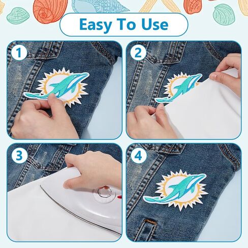 12 Pcs Dolphin Cloth Patches, Turquoise Dolphin Iron On Sew On Embroidered Patch Animal Cloth Patches for Hats Jackets Backpacks Jeans and Clothes Badge DIY Applique in Saudi Arabia