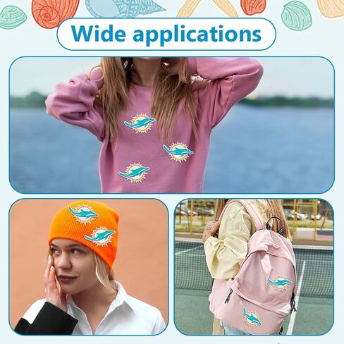 12 Pcs Dolphin Cloth Patches, Turquoise Dolphin Iron On Sew On Embroidered Patch Animal Cloth Patches for Hats Jackets Backpacks Jeans and Clothes Badge DIY Applique in Saudi Arabia