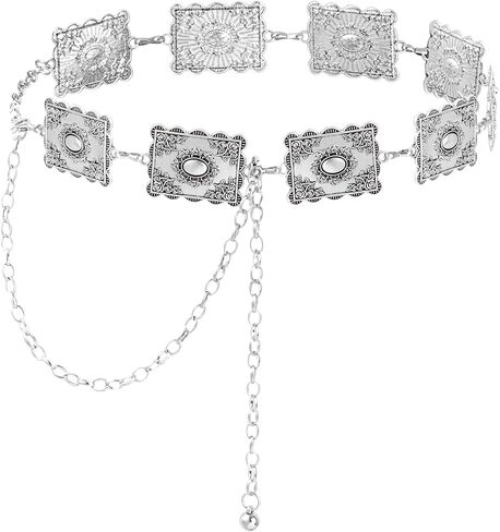 Metal Turquoises Belts Western Concho Belts for Women Cowgirl Waist Chain Belt for Dresses Jeans in Kuwait