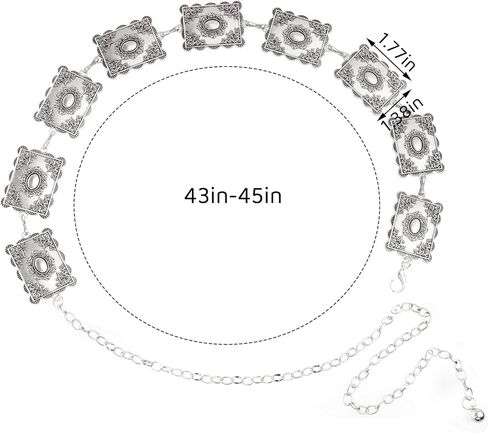 Metal Turquoises Belts Western Concho Belts for Women Cowgirl Waist Chain Belt for Dresses Jeans in Kuwait