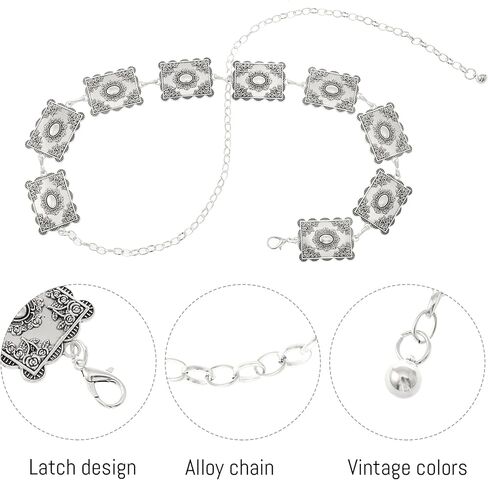 Metal Turquoises Belts Western Concho Belts for Women Cowgirl Waist Chain Belt for Dresses Jeans in Kuwait
