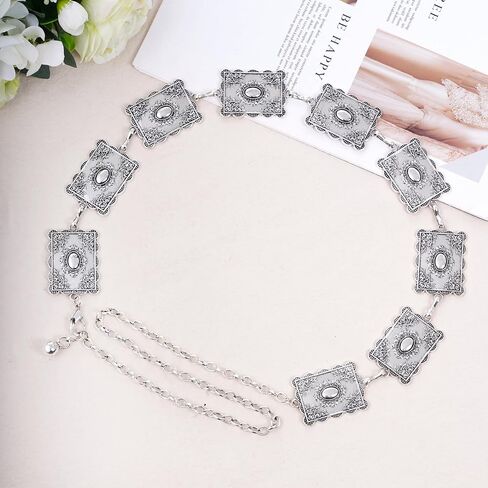 Metal Turquoises Belts Western Concho Belts for Women Cowgirl Waist Chain Belt for Dresses Jeans in Kuwait