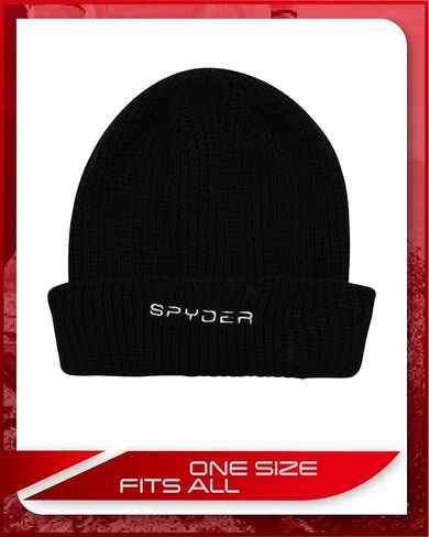 Spyder Knitted Mens Beanie - 2 Piece Rib Knit Beanie for Men Cozy Warm Winter Hat Skull Cap with Embroidered Logo Patch in Kuwait