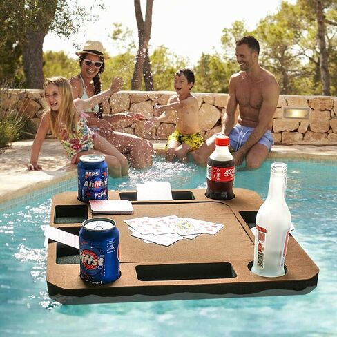 Floating Games Pool Table or Card Table Tray for Pool or Beach Party Float Lounge Durable Foam Drink Holders with Waterproof Playing Cards for Summer Party Indoor Outdoor Beach Pool (Red) in Saudi Arabia