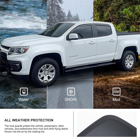 اللوحات الطينية Kiwi Master لسيارة 2015-2022 Chevy Colorado، GMC Canyon بدون مشاعل أو كسوة (باستثناء ZR2) واقيات الطين الأمامية والخلفية شديدة التحمل in Kuwait