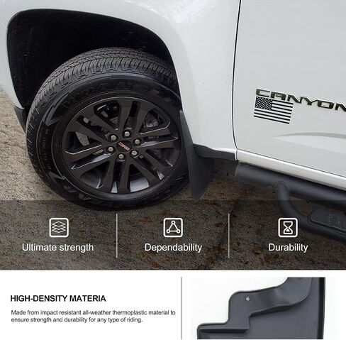 اللوحات الطينية Kiwi Master لسيارة 2015-2022 Chevy Colorado، GMC Canyon بدون مشاعل أو كسوة (باستثناء ZR2) واقيات الطين الأمامية والخلفية شديدة التحمل in Kuwait
