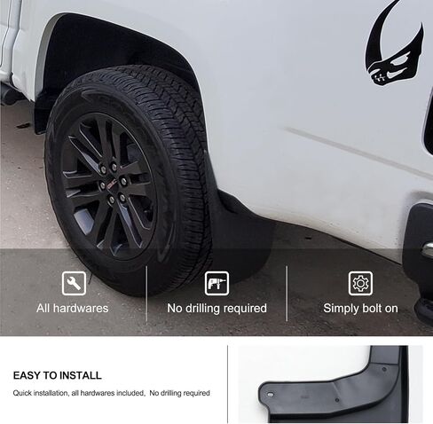 اللوحات الطينية Kiwi Master لسيارة 2015-2022 Chevy Colorado، GMC Canyon بدون مشاعل أو كسوة (باستثناء ZR2) واقيات الطين الأمامية والخلفية شديدة التحمل in Kuwait