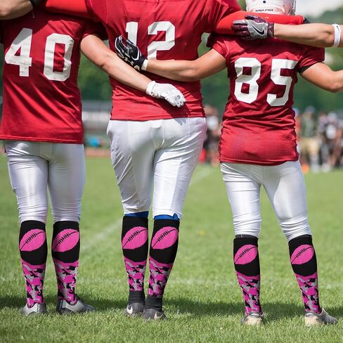 YLOLUL 12 Pairs Breast Cancer Awareness Socks Pink Ribbon Calf Socks Soccer Football Socks Breast Cancer Gifts for Women Men in Kuwait