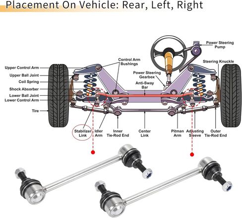 X AUTOHAUX 2 قطعة وصلات قضيب خلفي مثبت مجموعة وصلة لسيارة شيفروليه إمبالا 2000-2013 لبونتياك جراند بريكس 1997-2008 طقم تعليق رقم K6662 in Saudi Arabia
