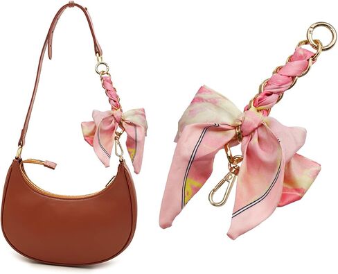 Purse Strap Extender 6.5 Inch Women Bag Chain Strap Ribbon Bow Handbag Decoration, Pink in Saudi Arabia