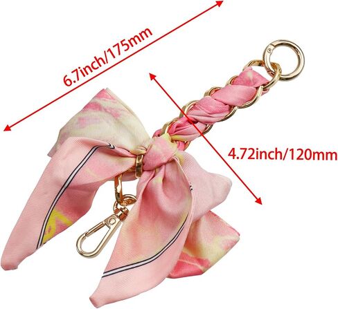 Purse Strap Extender 6.5 Inch Women Bag Chain Strap Ribbon Bow Handbag Decoration, Pink in Saudi Arabia