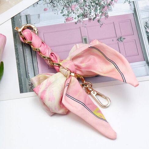 Purse Strap Extender 6.5 Inch Women Bag Chain Strap Ribbon Bow Handbag Decoration, Pink in Saudi Arabia