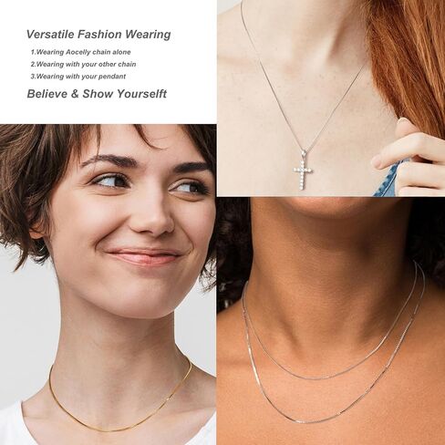 Sterling Silver 1mm Box Chain Necklace,Sturdy Lobster Claw Clasp,Classic and Premium Thin Italian Box Chain Necklace 14-24 Inches in Saudi Arabia