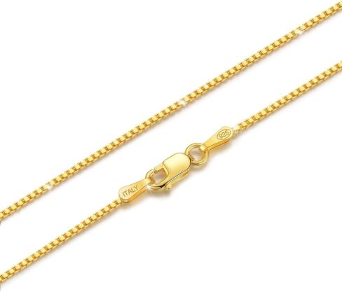 Sterling Silver 1mm Box Chain Necklace,Sturdy Lobster Claw Clasp,Classic and Premium Thin Italian Box Chain Necklace 14-24 Inches in Saudi Arabia