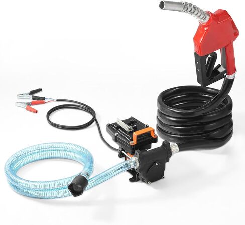 VEVOR Fuel Transfer Pump, 12V DC 15 GPM 1/4 HP, Portable Electric Diesel Transfer Pump with Auto Shut-Off Fuel Nozzle, Long Inlet & Outlet Hose for Gasoline, Diesel, Kerosene, Methanol Blends in Saudi Arabia