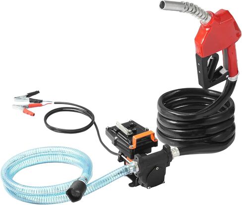 VEVOR Fuel Transfer Pump, 12V DC 15 GPM 1/4 HP, Portable Electric Diesel Transfer Pump with Auto Shut-Off Fuel Nozzle, Long Inlet & Outlet Hose for Gasoline, Diesel, Kerosene, Methanol Blends in Saudi Arabia