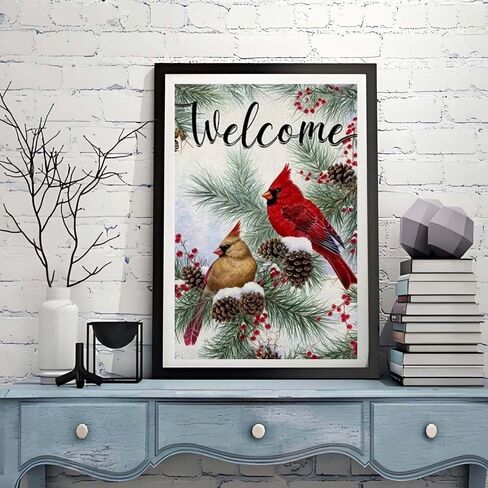ZQEATRY 5D Winter Red Bird Diamond Art Kits for Adults,DIY Full Drill Welcome Cardinal Diamond Art Kits Diamond Crystal Rhinestone Embroidery Craft Kits for Home Wall Decor 12x16inch in Saudi Arabia