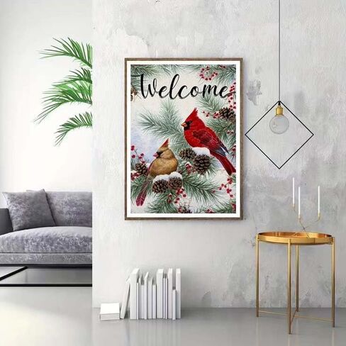 ZQEATRY 5D Winter Red Bird Diamond Art Kits for Adults,DIY Full Drill Welcome Cardinal Diamond Art Kits Diamond Crystal Rhinestone Embroidery Craft Kits for Home Wall Decor 12x16inch in Saudi Arabia