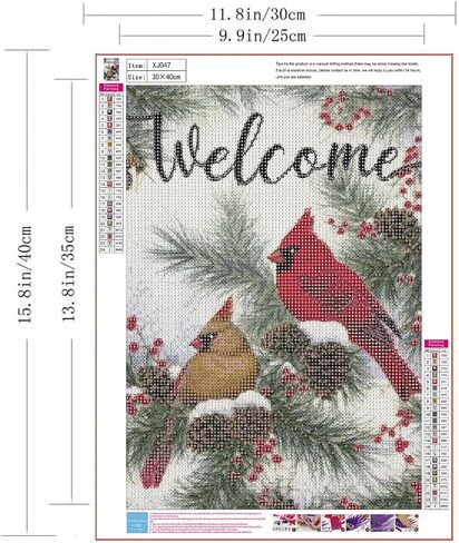 ZQEATRY 5D Winter Red Bird Diamond Art Kits for Adults,DIY Full Drill Welcome Cardinal Diamond Art Kits Diamond Crystal Rhinestone Embroidery Craft Kits for Home Wall Decor 12x16inch in Saudi Arabia