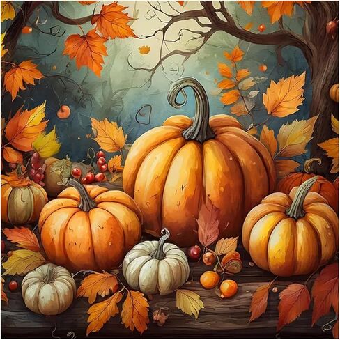 FHBUBPUP Fall Diamond Painting Kits for Adults, Pumpkin Halloween Diamond Art Kits, 5D DIY Full Drill Round Gem Art, Paint with Diamond Beads Craft Home Wall Decor 12x12 inch in Saudi Arabia