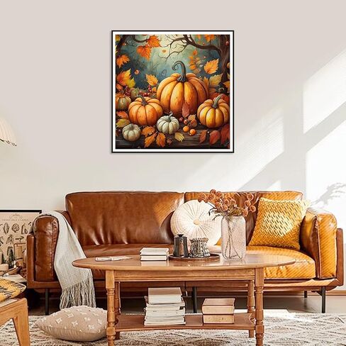 FHBUBPUP Fall Diamond Painting Kits for Adults, Pumpkin Halloween Diamond Art Kits, 5D DIY Full Drill Round Gem Art, Paint with Diamond Beads Craft Home Wall Decor 12x12 inch in Saudi Arabia