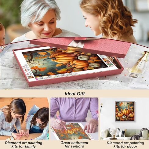 FHBUBPUP Fall Diamond Painting Kits for Adults, Pumpkin Halloween Diamond Art Kits, 5D DIY Full Drill Round Gem Art, Paint with Diamond Beads Craft Home Wall Decor 12x12 inch in Saudi Arabia
