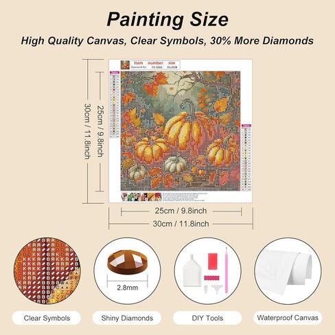 FHBUBPUP Fall Diamond Painting Kits for Adults, Pumpkin Halloween Diamond Art Kits, 5D DIY Full Drill Round Gem Art, Paint with Diamond Beads Craft Home Wall Decor 12x12 inch in Saudi Arabia