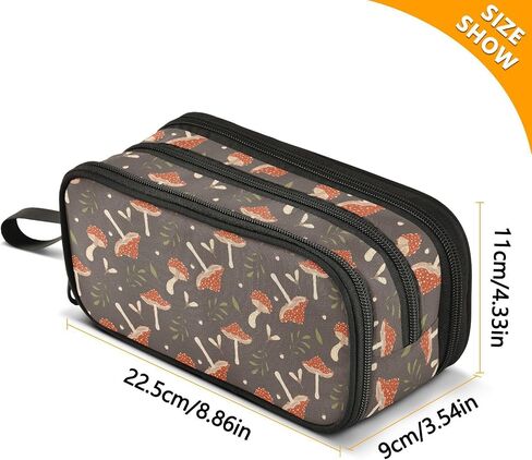ALAZA Wild Forest Mushroom Pencil Case Large Capacity,Pencil Pouch Office College Large Storage Pen Bag 3 Compartment Pencil Cases for Women Adults Teen in Kuwait