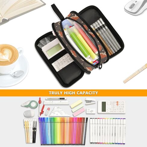 ALAZA Wild Forest Mushroom Pencil Case Large Capacity,Pencil Pouch Office College Large Storage Pen Bag 3 Compartment Pencil Cases for Women Adults Teen in Kuwait