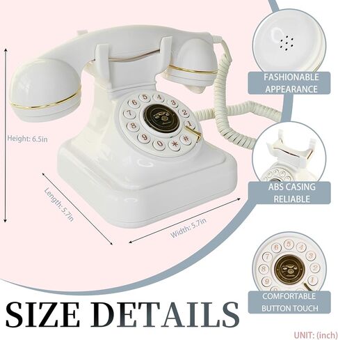 Vintage Landline Phone, Classic Exterior Design, Retro Desk Corded Dial Telephone, with Redial Function, Clear Sound for Home School Office（Sakura Pink） in Saudi Arabia