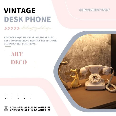 Vintage Landline Phone, Classic Exterior Design, Retro Desk Corded Dial Telephone, with Redial Function, Clear Sound for Home School Office（Sakura Pink） in Saudi Arabia