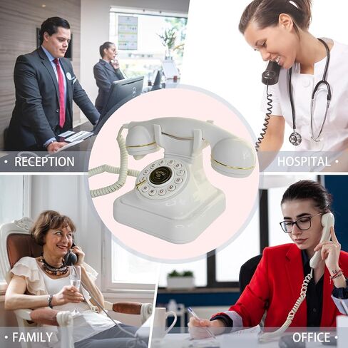 Vintage Landline Phone, Classic Exterior Design, Retro Desk Corded Dial Telephone, with Redial Function, Clear Sound for Home School Office（Sakura Pink） in Saudi Arabia