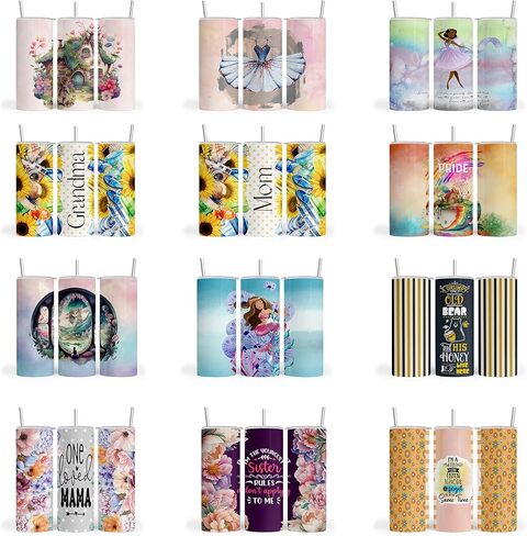 50 pc. Bundle Variety Pack, Tumbler Sublimation Wrap, Tumbler Transfer, Ready to Press Sublimation Transfer - 20 oz Straight Tumbler, Skinny Tumbler - Variety 5 RTP. 305, Small, Various in Saudi Arabia
