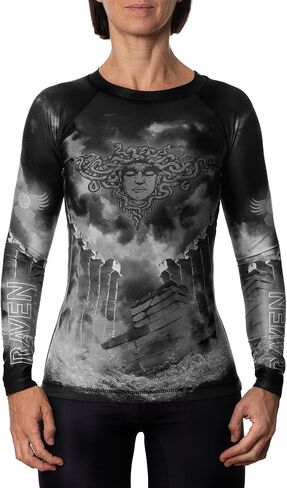Raven Fightwear Women's Medusa Gorgon BJJ Rash Guard MMA Black in Kuwait