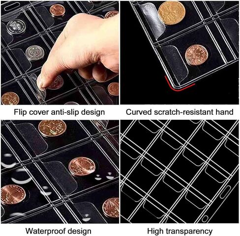 644 Pockets 3 Sizes Coin Collection Pages, 21 Sheets Coin Collection Supplies Pages with Standard 9 Hole Coin Binder Sleeves for Coin Stamp Currency Collection (20+30+42 Pocket) in Saudi Arabia