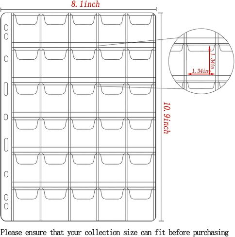 644 Pockets 3 Sizes Coin Collection Pages, 21 Sheets Coin Collection Supplies Pages with Standard 9 Hole Coin Binder Sleeves for Coin Stamp Currency Collection (20+30+42 Pocket) in Saudi Arabia