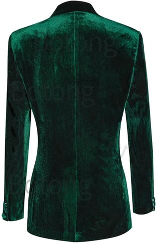 Women's 2 Piece Velvet Suit Office Work Suit Notch Lapel Double Breasted Blazer Pants Business Suit Set Dark Green1 L in Kuwait