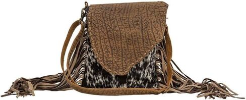 Myra Bag Brown Dapples Conceal Carry Fringe Crossbody Bag S-3963 in Saudi Arabia