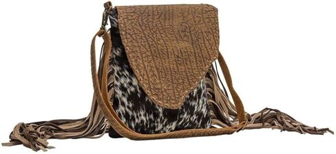 Myra Bag Brown Dapples Conceal Carry Fringe Crossbody Bag S-3963 in Saudi Arabia