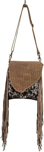 Myra Bag Brown Dapples Conceal Carry Fringe Crossbody Bag S-3963 in Saudi Arabia